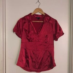 AB Studio WOMENS Pink/Magenta Glossy Short Sleeve Top